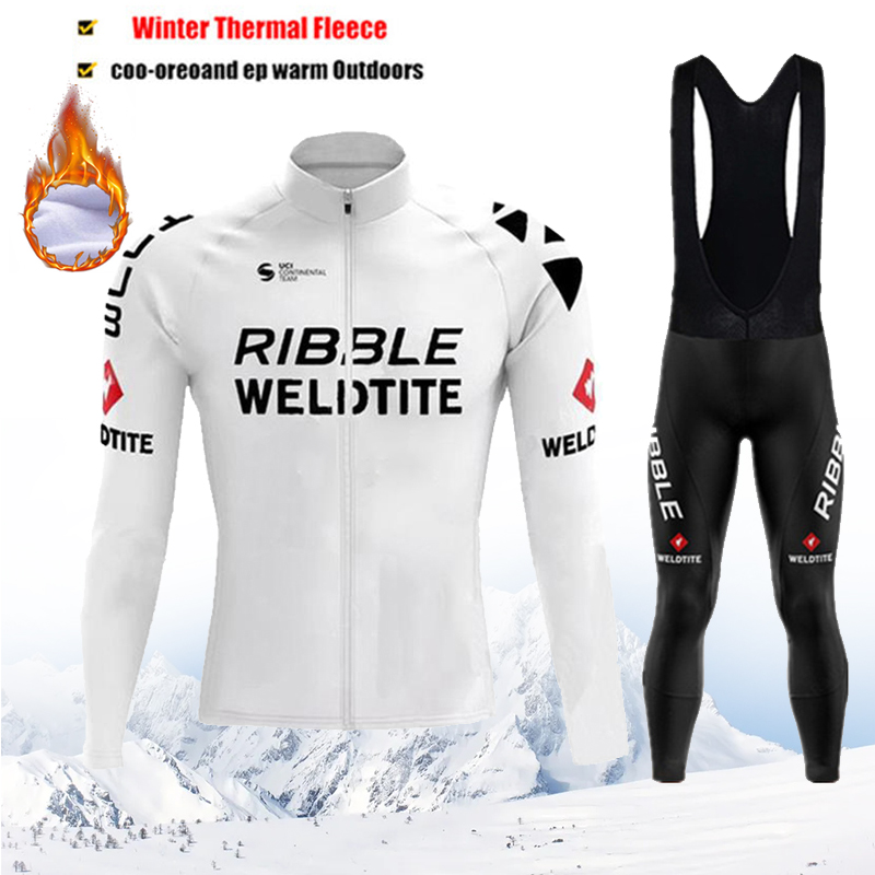 Cycling Bib Shorts - 冬用サーマルフリースサイクリングジャージ メンズMTBウェア 2026 ホワイトユニフォーム 自転車ウェア トリクータビブジャージセット