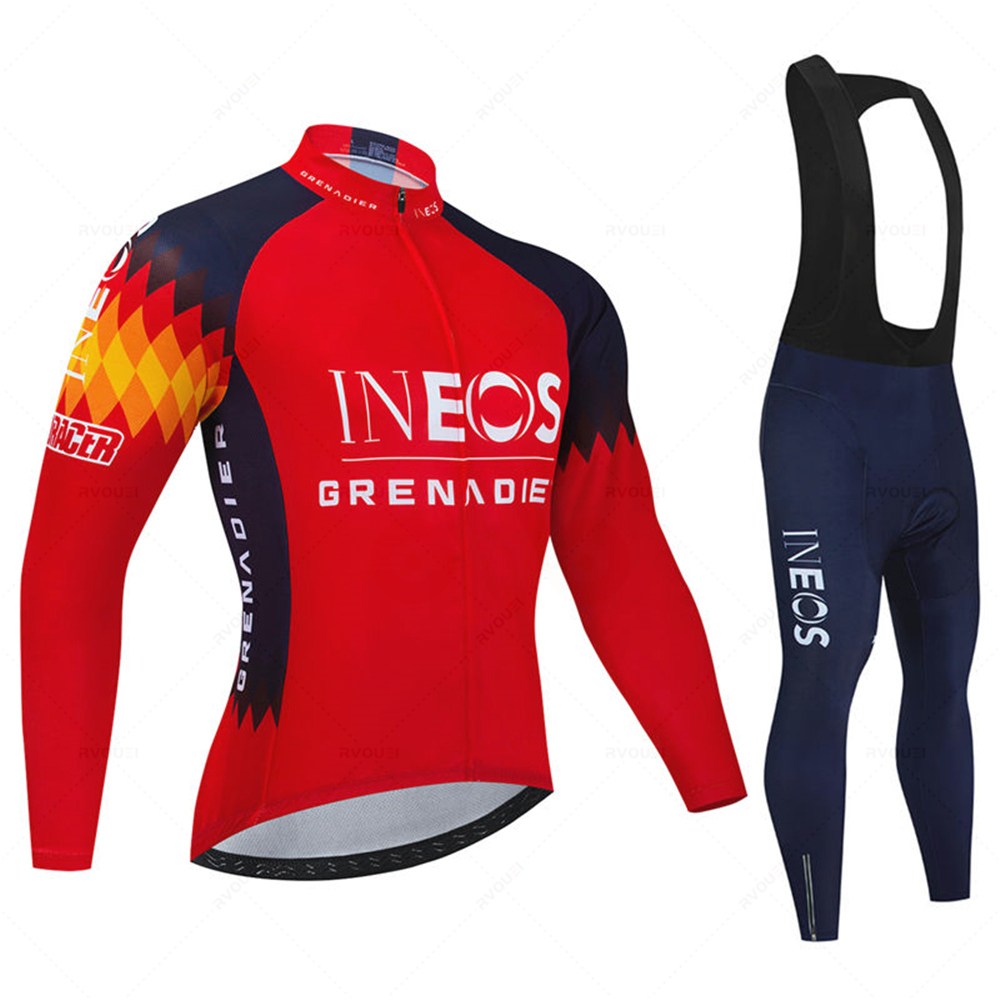 Cycling Bib Shorts - Ineos チーム男性春スポーツサイクリングジャージ秋 Mtb 自転車服夏長袖トライアスロンマウンテンバイクビブパンツセット