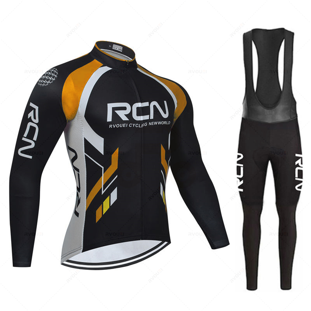 Cycling Gear Brands - Rvouei 秋長袖サイクリングジャージセットビブパンツ Ropa Ciclismo 衣類バイクジャージ制服男性自転車服マイヨ